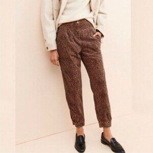 Anthro Kalea Corduroy High Waist Joggers in Leopard Print Size S